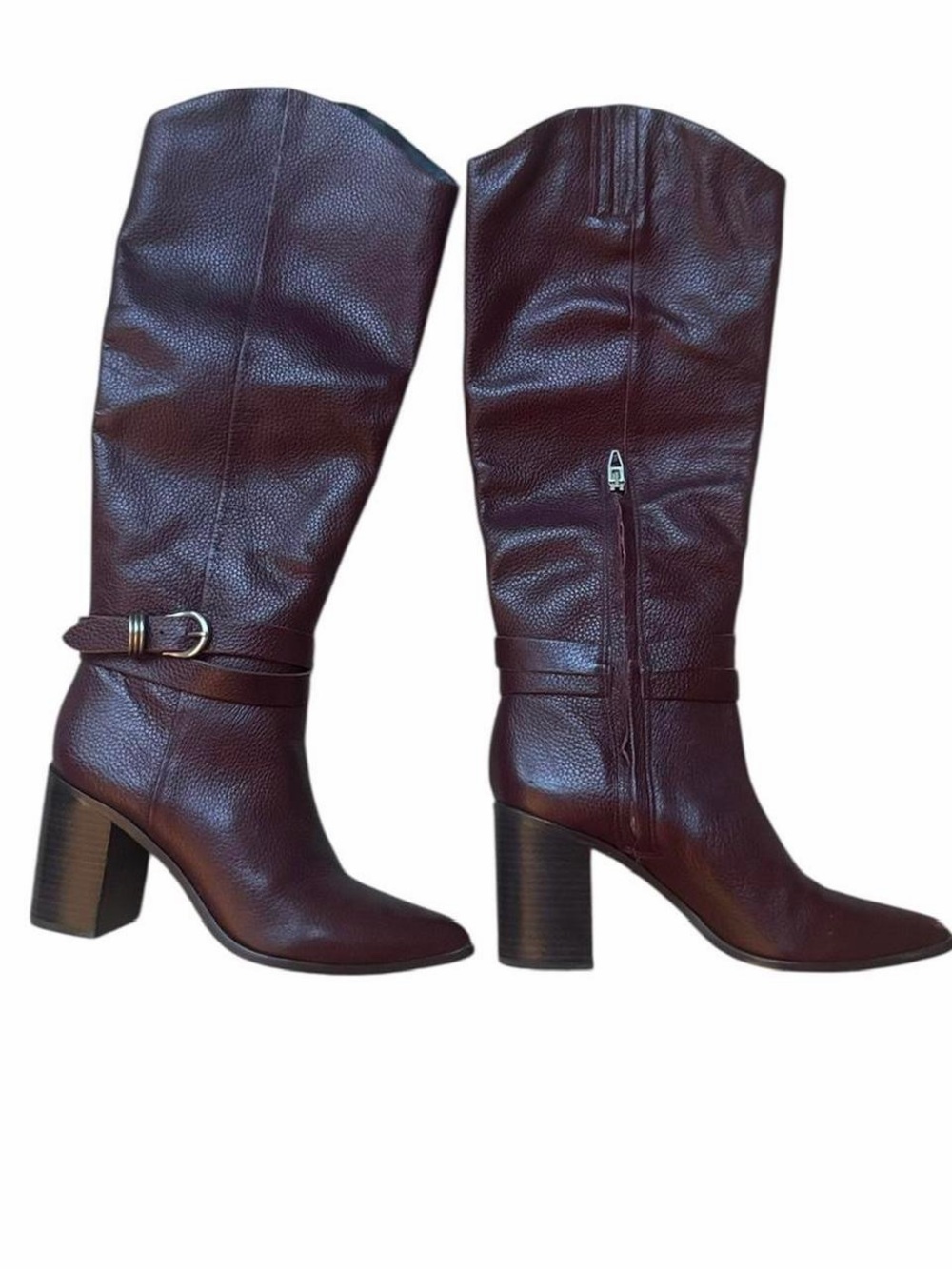 Dolce Vita Tall Leather Heeled Boots - Burgundy Brown